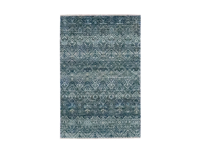 2'0" x 3'0" New Hand Knotted Blue Wool Rectangle Oriental Rug - MOA10276887