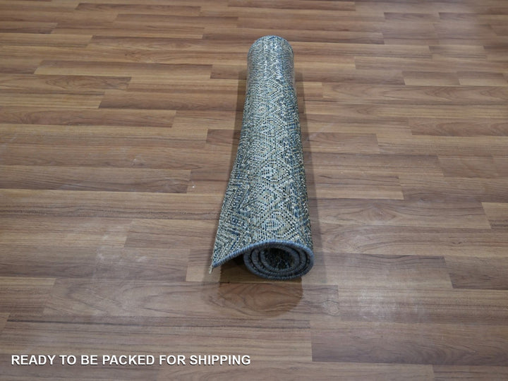 2'0" x 3'0" New Hand Knotted Blue Wool Rectangle Oriental Rug - MOA10276887