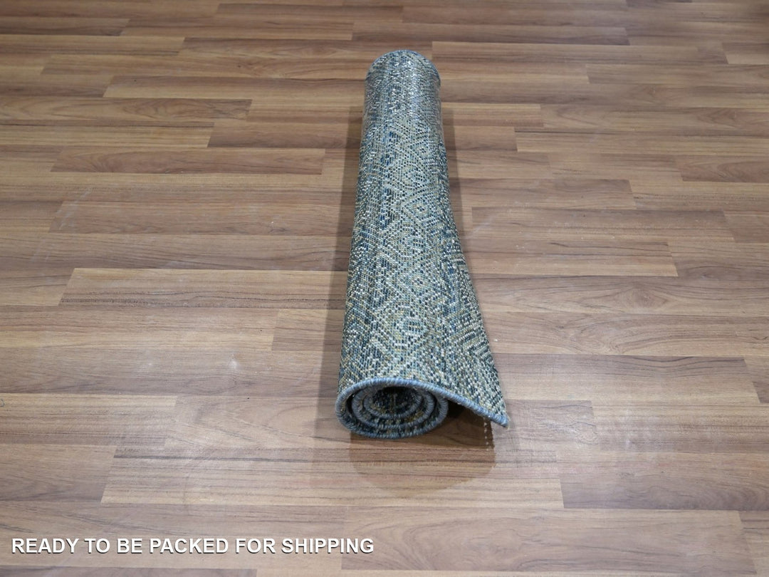 2'0" x 3'0" New Hand Knotted Blue Wool Rectangle Oriental Rug - MOA10276888