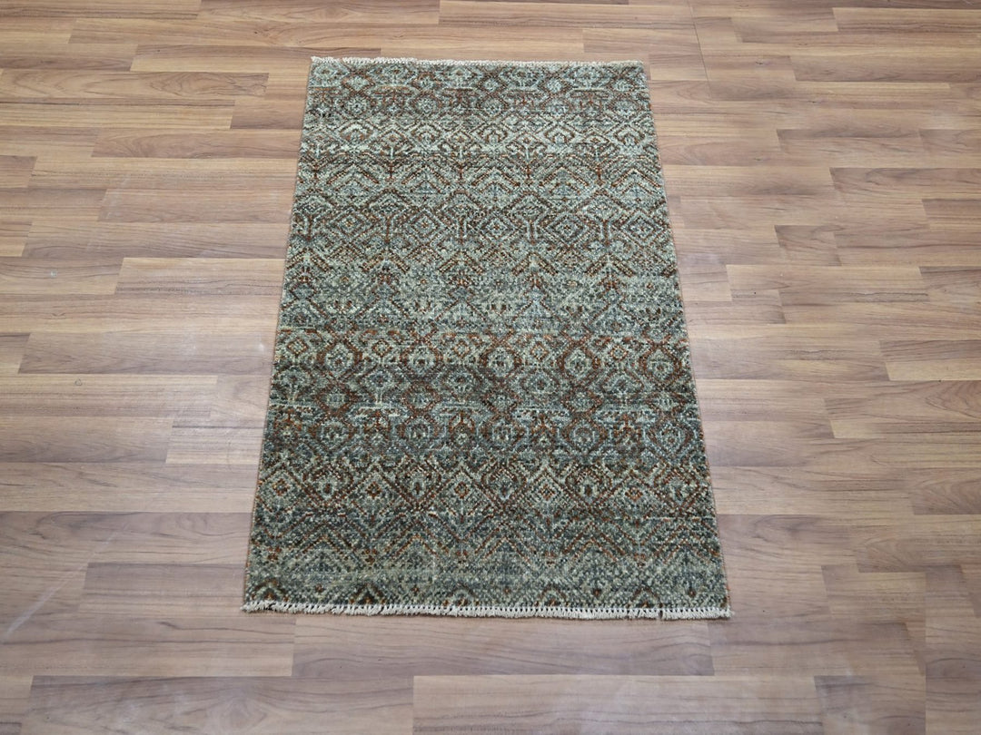 2'0" x 3'0" New Hand Knotted Grey Wool Rectangle Oriental Rug - MOA10276889