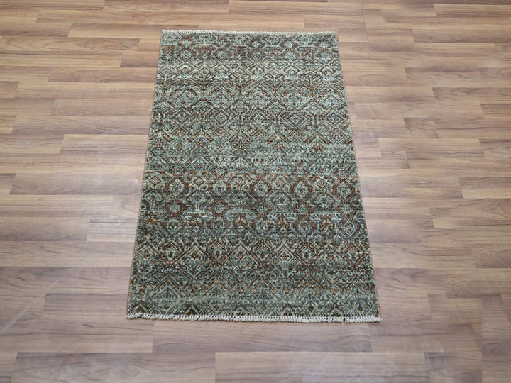 2'0" x 3'0" New Hand Knotted Grey Wool Rectangle Oriental Rug - MOA10276889