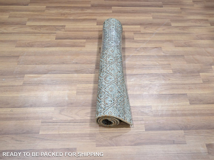 2'1" x 3'1" New Hand Knotted Grey Wool Rectangle Oriental Rug - MOA10276890