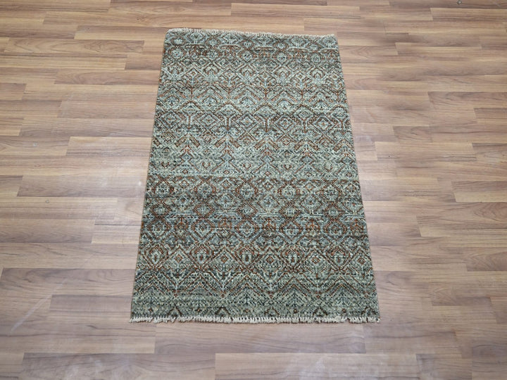 2'1" x 3'1" New Hand Knotted Grey Wool Rectangle Oriental Rug - MOA10276891