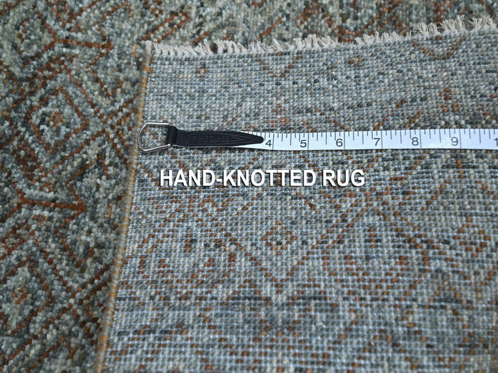 2'1" x 3'1" New Hand Knotted Grey Wool Rectangle Oriental Rug - MOA10276891