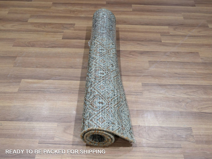 2'1" x 3'1" New Hand Knotted Grey Wool Rectangle Oriental Rug - MOA10276891