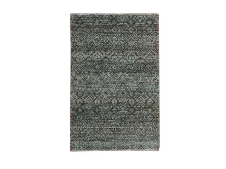 2'0" x 3'1" New Hand Knotted Grey Wool Rectangle Oriental Rug - MOA10276892