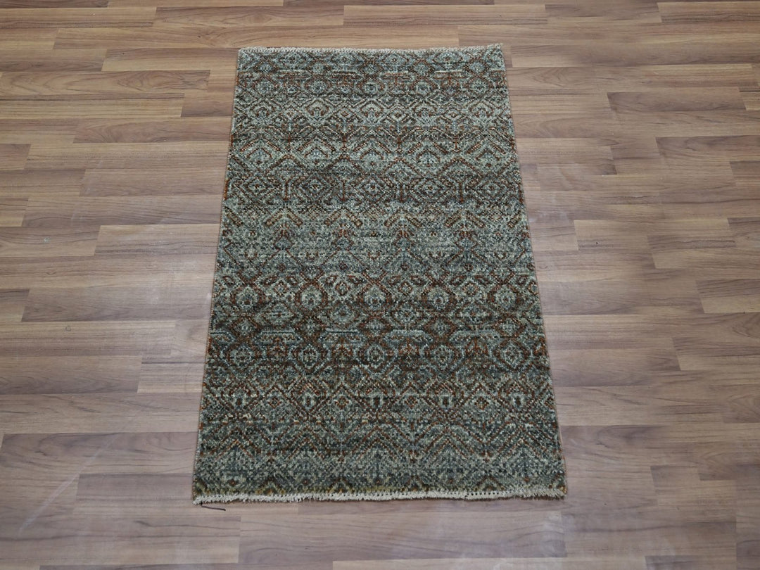 2'0" x 3'1" New Hand Knotted Grey Wool Rectangle Oriental Rug - MOA10276892