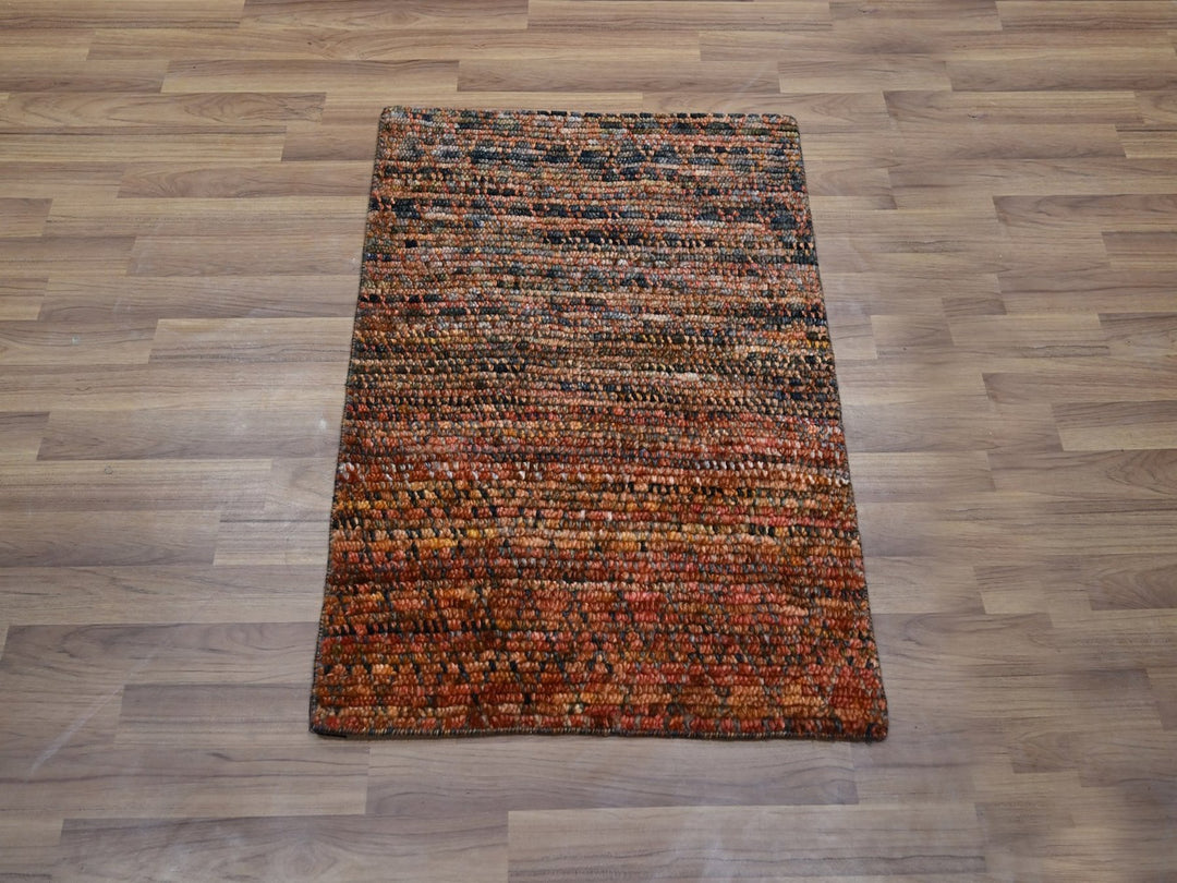 2'1" x 2'10" New Hand Knotted Brown Wool Rectangle Oriental Rug - MOA10276895