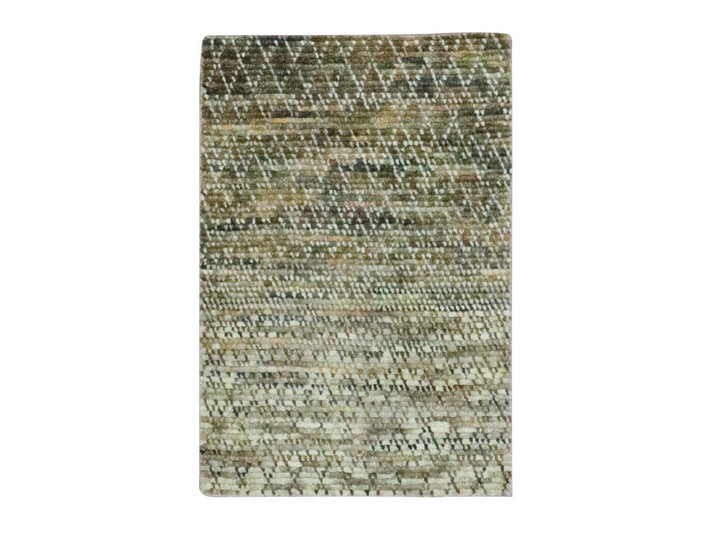 2'0" x 3'1" New Hand Knotted Brown Wool Rectangle Oriental Rug - MOA10276897