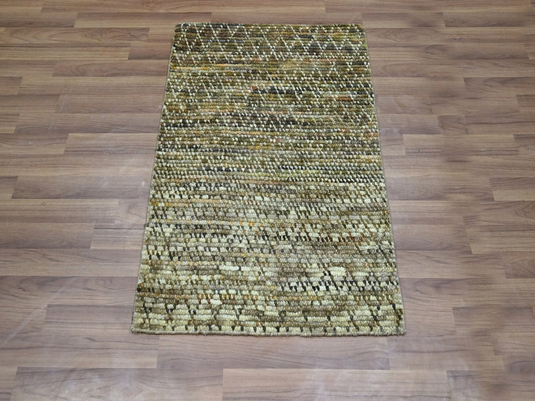 2'0" x 3'1" New Hand Knotted Brown Wool Rectangle Oriental Rug - MOA10276897