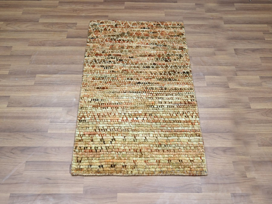 2'1" x 3'1" New Hand Knotted Brown Wool Rectangle Oriental Rug - MOA10276899