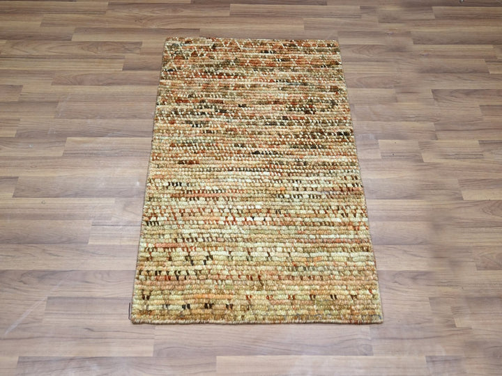 2'1" x 3'1" New Hand Knotted Brown Wool Rectangle Oriental Rug - MOA10276899