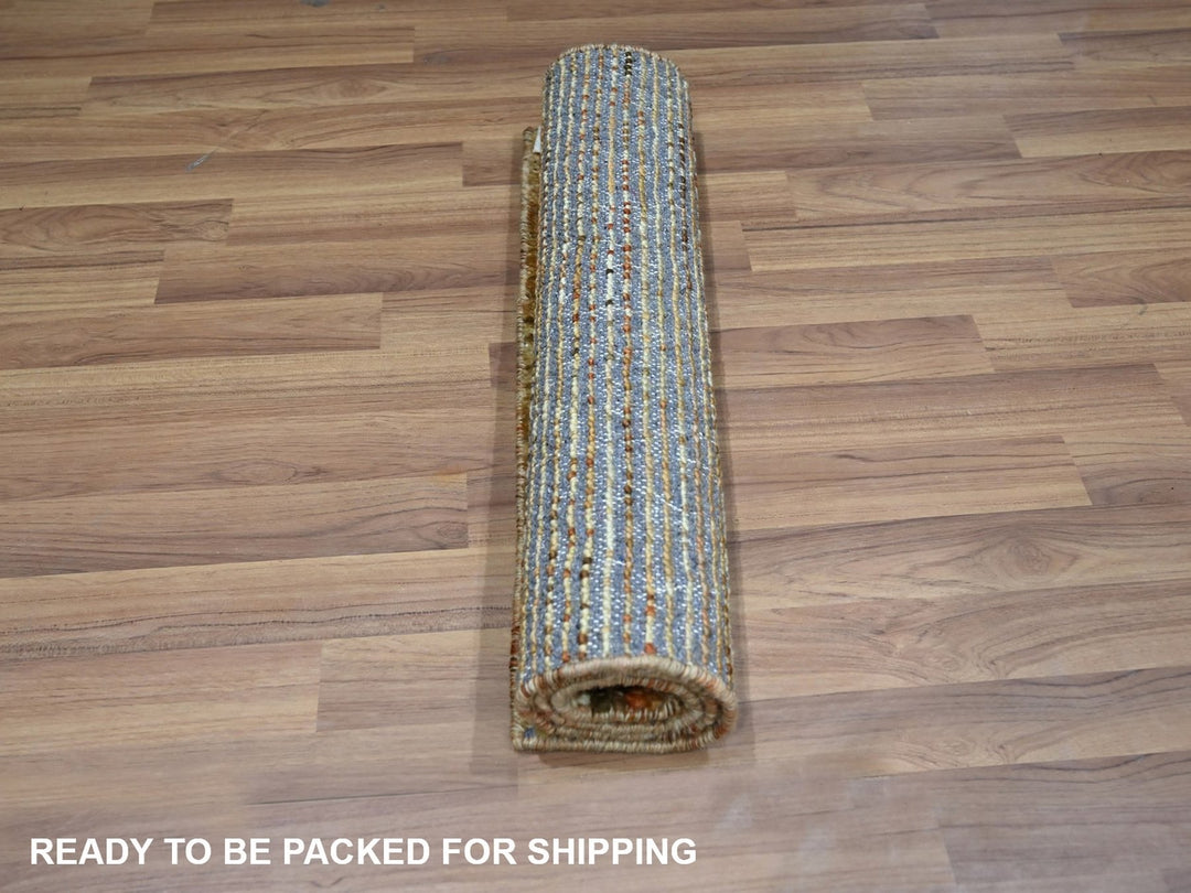 2'1" x 3'1" New Hand Knotted Brown Wool Rectangle Oriental Rug - MOA10276899