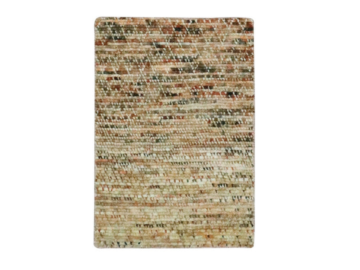 2'1" x 3'1" New Hand Knotted Brown Wool Rectangle Oriental Rug - MOA10276900