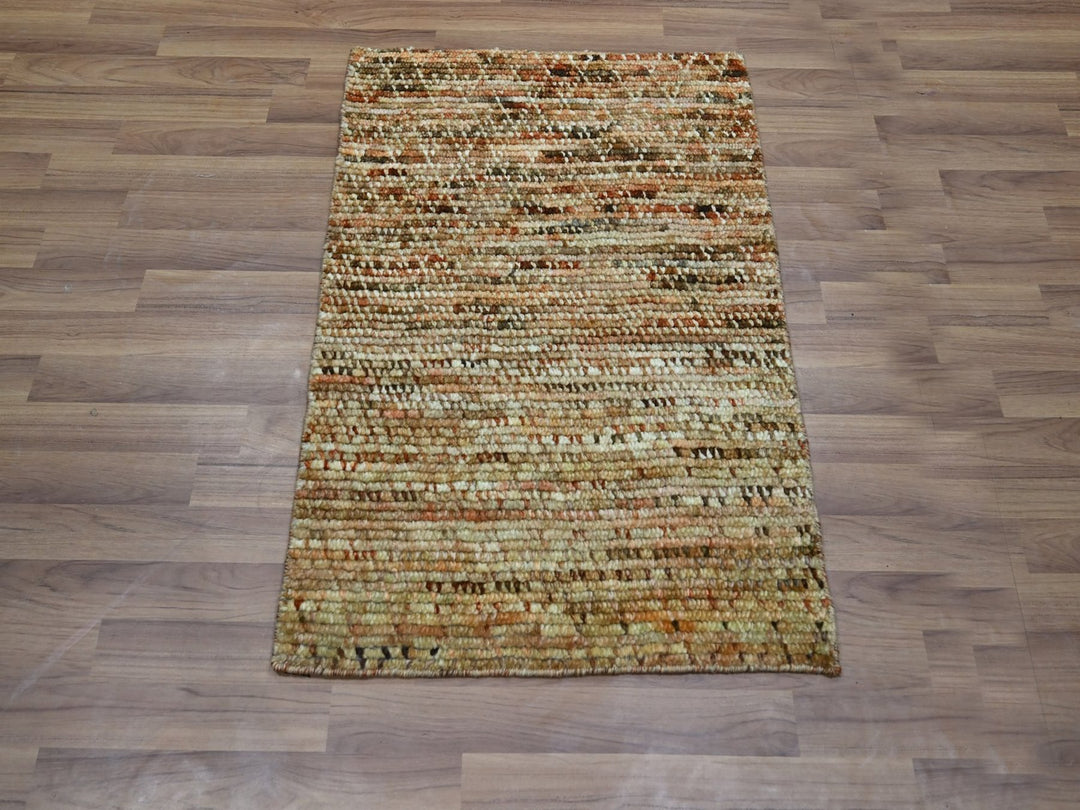 2'1" x 3'1" New Hand Knotted Brown Wool Rectangle Oriental Rug - MOA10276900