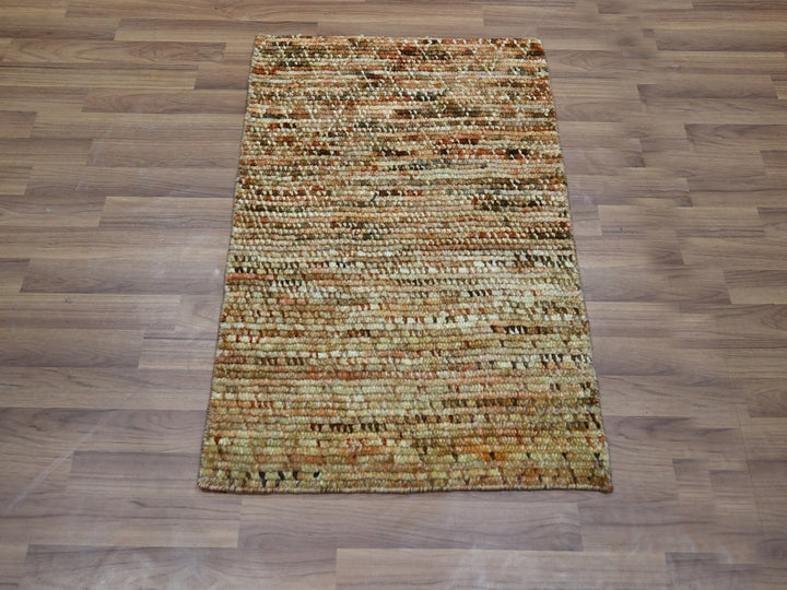 2'1" x 3'1" New Hand Knotted Brown Wool Rectangle Oriental Rug - MOA10276900