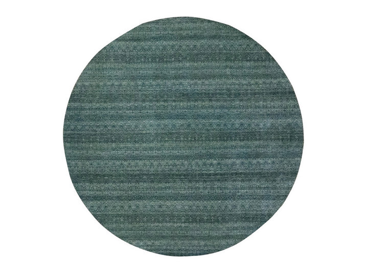 12'0" x 12'0" New Hand Knotted Blue Wool Round Oriental Rug - MOA10276905