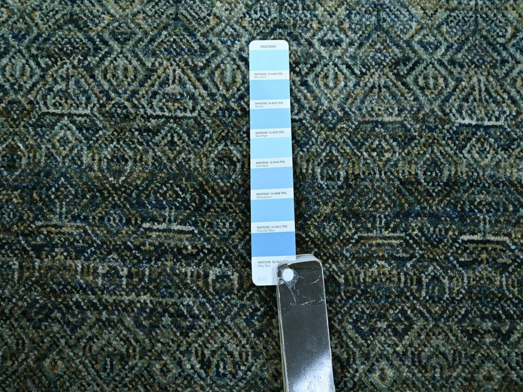 12'0" x 12'0" New Hand Knotted Blue Wool Round Oriental Rug - MOA10276905