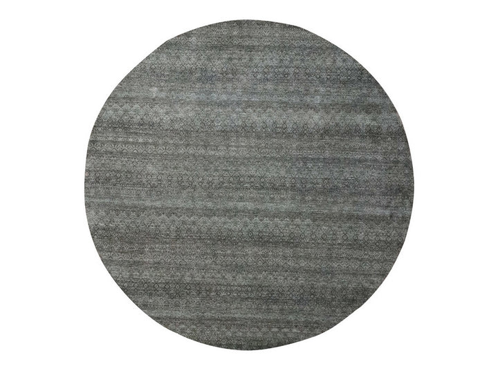 11'11" x 11'11" New Hand Knotted Grey Wool Round Oriental Rug - MOA10276906