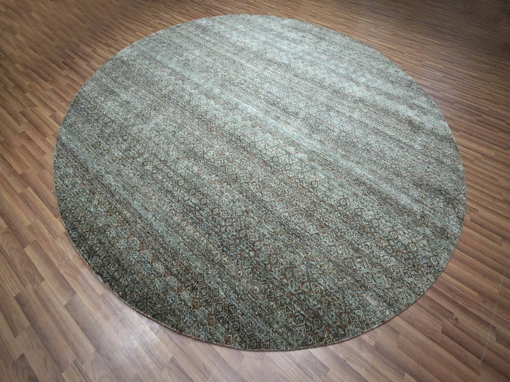 11'11" x 11'11" New Hand Knotted Grey Wool Round Oriental Rug - MOA10276906