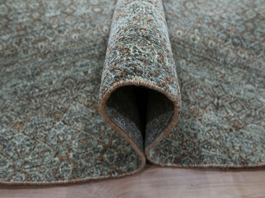 11'11" x 11'11" New Hand Knotted Grey Wool Round Oriental Rug - MOA10276906