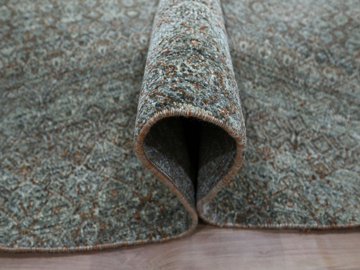 11'11" x 11'11" New Hand Knotted Grey Wool Round Oriental Rug - MOA10276906