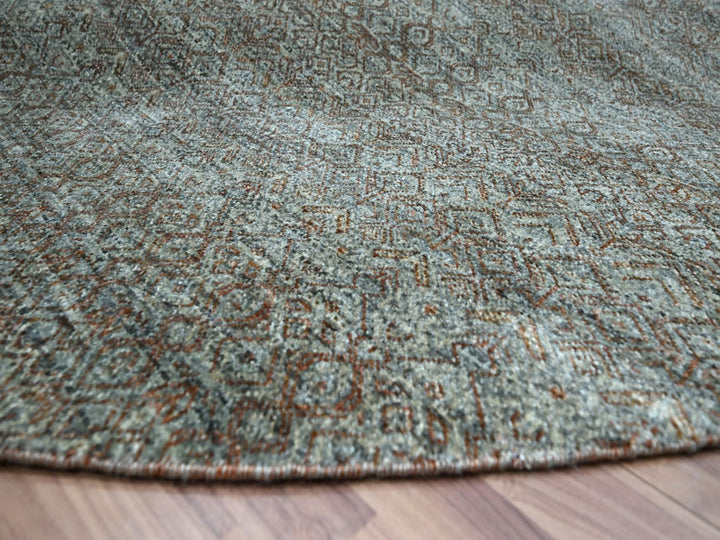 11'11" x 11'11" New Hand Knotted Grey Wool Round Oriental Rug - MOA10276906