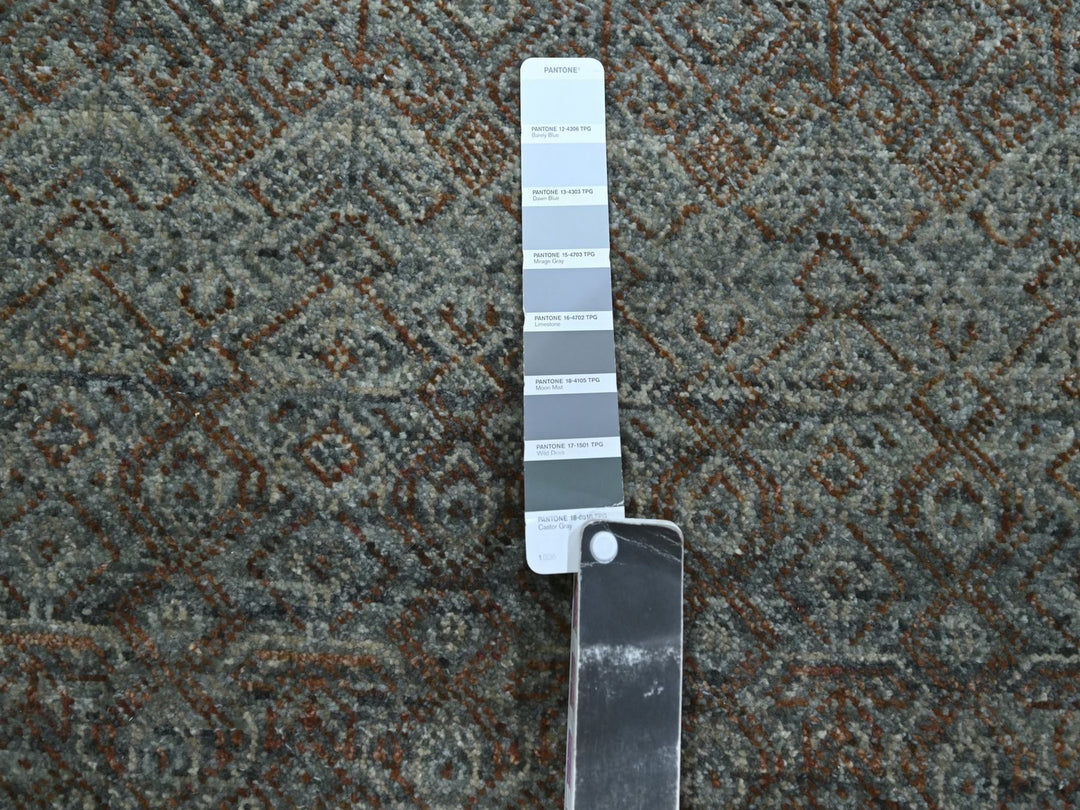 2'6" x 22'1" New Hand Knotted Grey Wool Runner Oriental Rug - MOA10276907