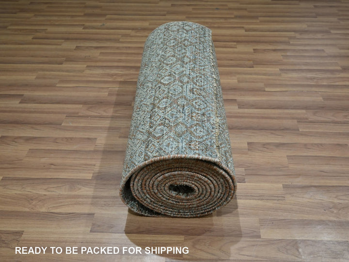 2'6" x 22'1" New Hand Knotted Grey Wool Runner Oriental Rug - MOA10276907