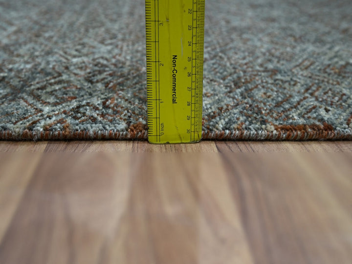 2'6" x 22'1" New Hand Knotted Grey Wool Runner Oriental Rug - MOA10276907