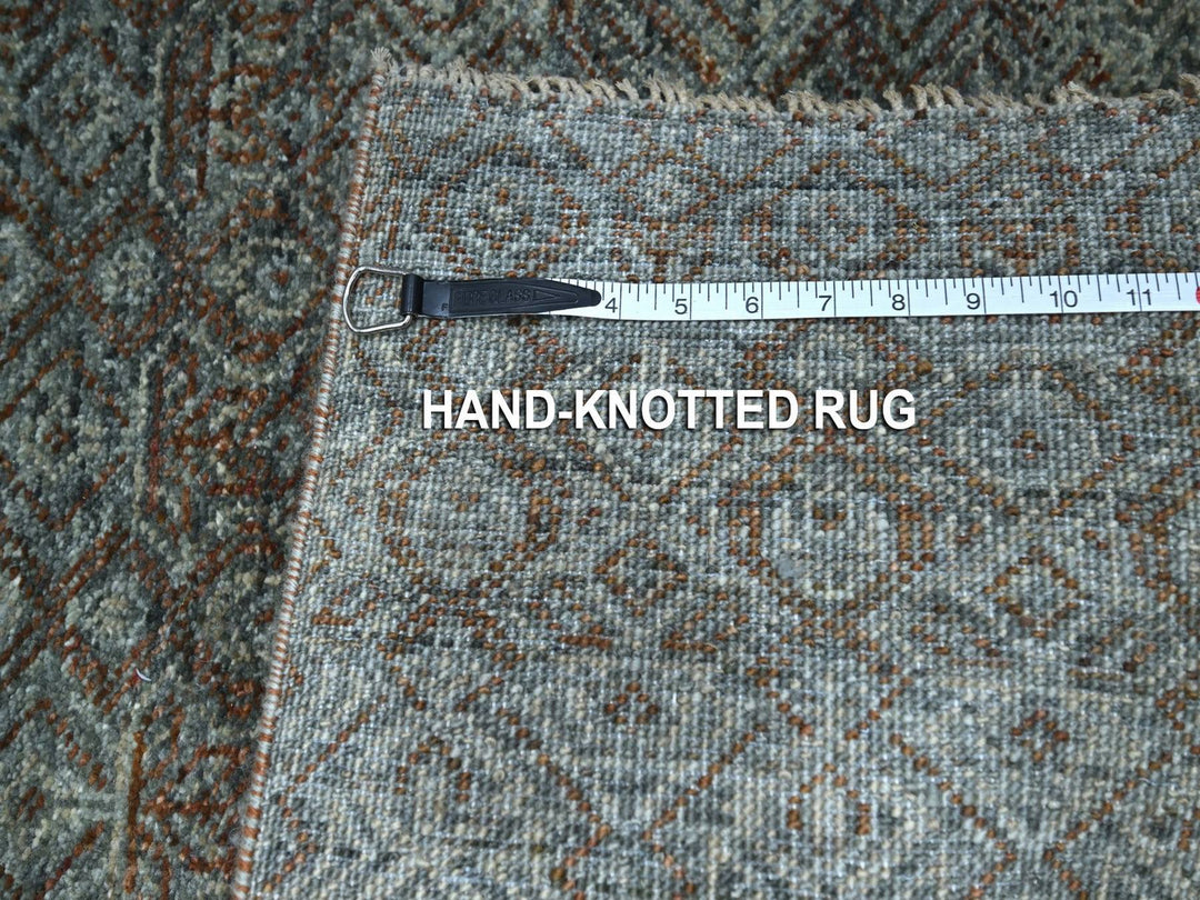 2'6" x 22'1" New Hand Knotted Grey Wool Runner Oriental Rug - MOA10276907