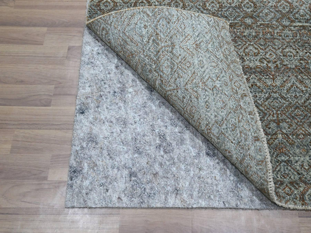 2'6" x 13'10" New Hand Knotted Grey Wool Runner Oriental Rug - MOA10276908
