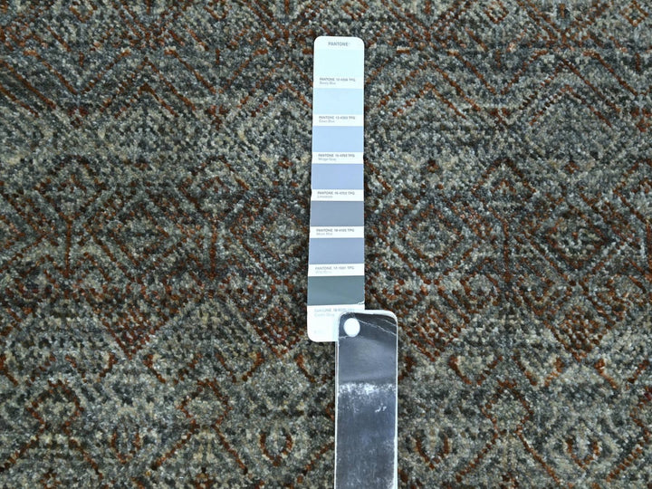 2'6" x 13'10" New Hand Knotted Grey Wool Runner Oriental Rug - MOA10276908