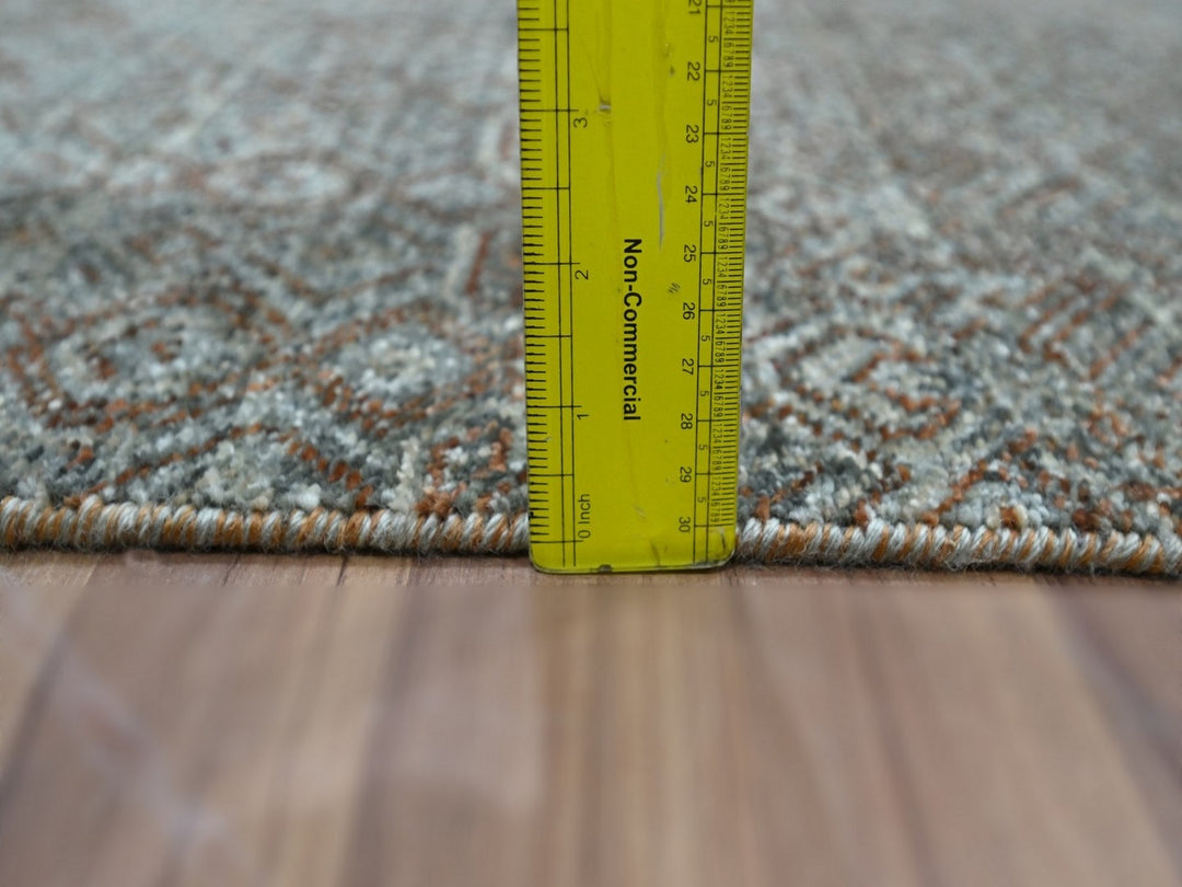 2'6" x 13'10" New Hand Knotted Grey Wool Runner Oriental Rug - MOA10276908