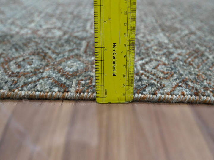 2'6" x 13'10" New Hand Knotted Grey Wool Runner Oriental Rug - MOA10276908