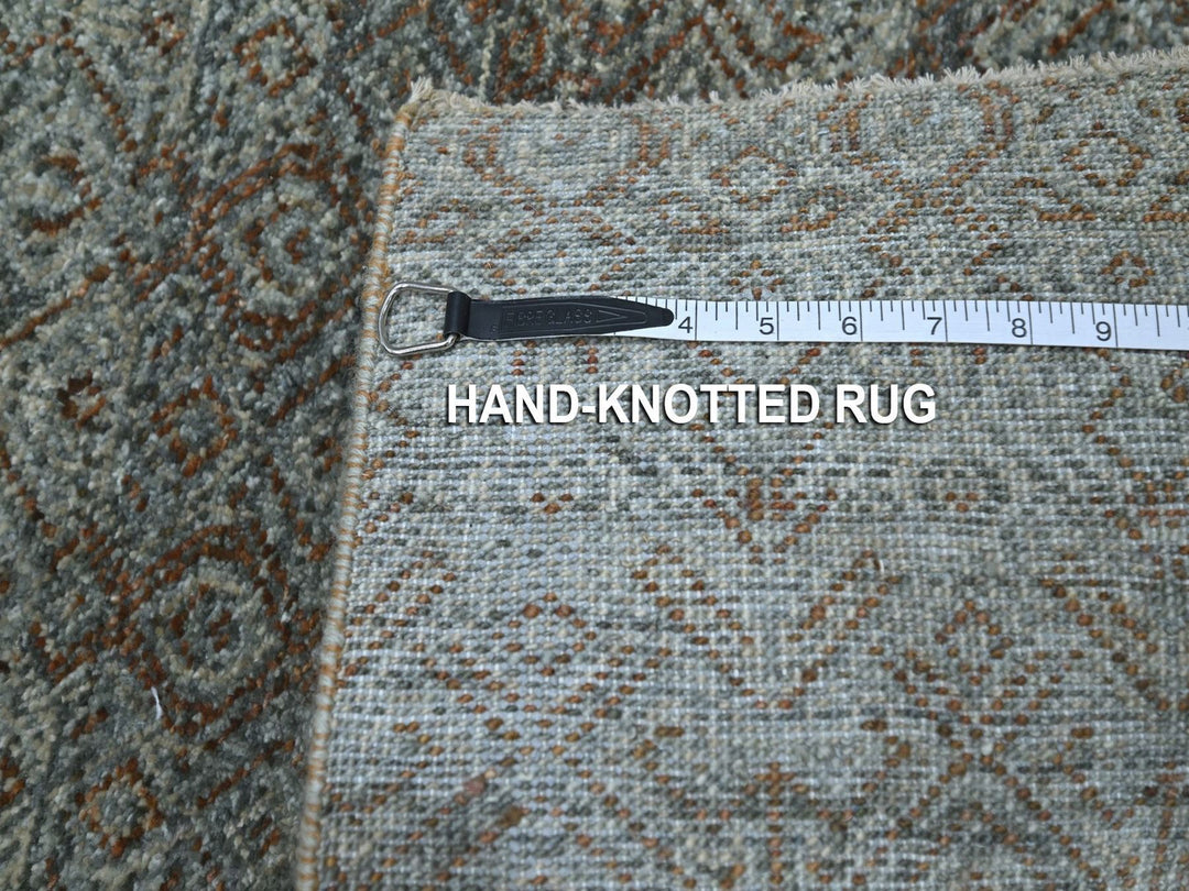 2'6" x 13'10" New Hand Knotted Grey Wool Runner Oriental Rug - MOA10276908