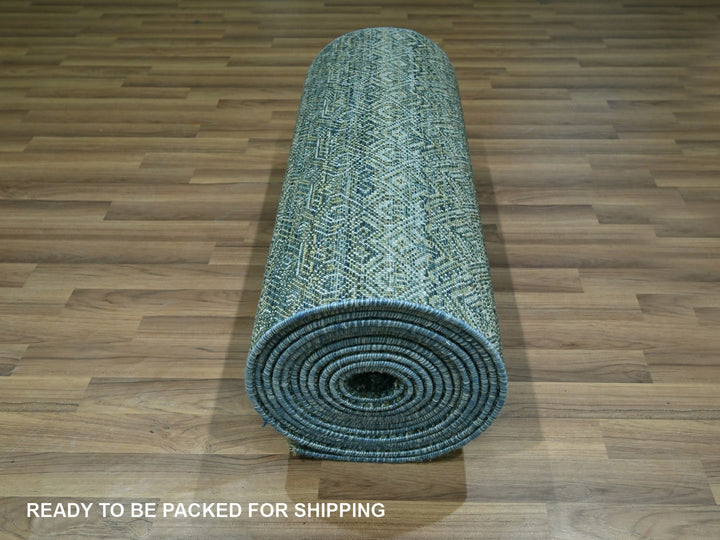 2'6" x 22'0" New Hand Knotted Blue Wool Runner Oriental Rug - MOA10276909