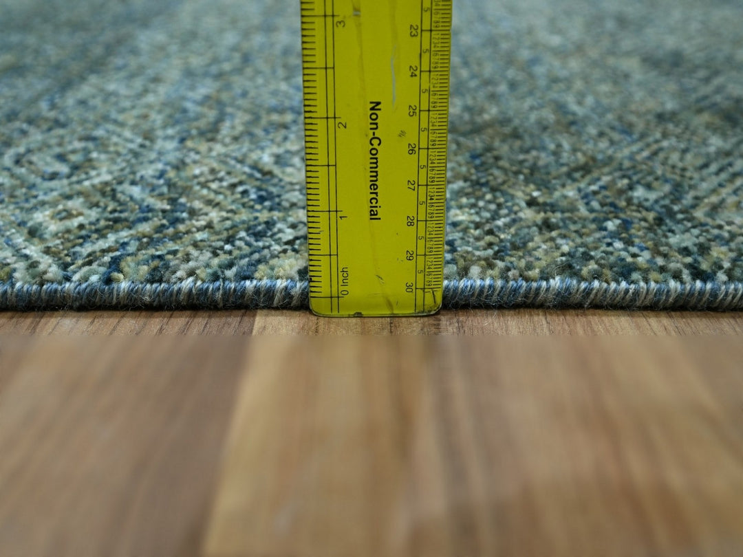 2'6" x 22'0" New Hand Knotted Blue Wool Runner Oriental Rug - MOA10276909