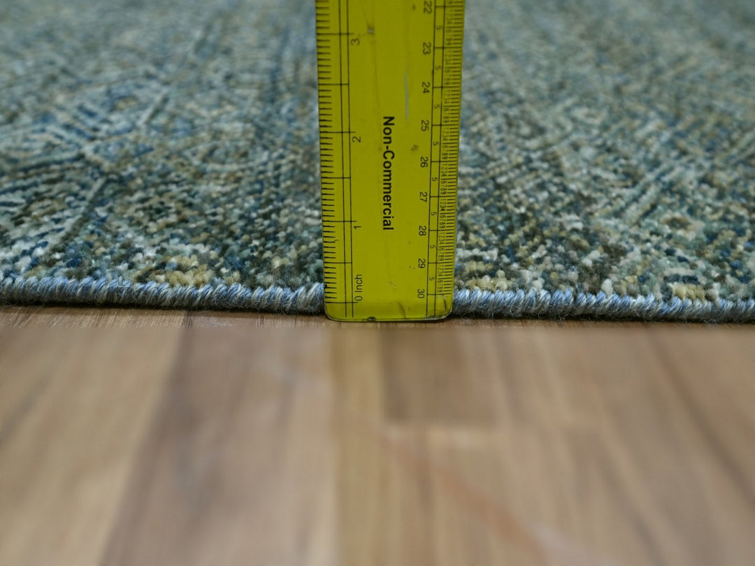 2'6" x 13'11" New Hand Knotted Blue Wool Runner Oriental Rug - MOA10276910