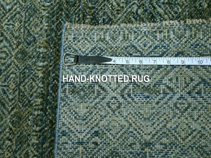 2'6" x 13'11" New Hand Knotted Blue Wool Runner Oriental Rug - MOA10276910