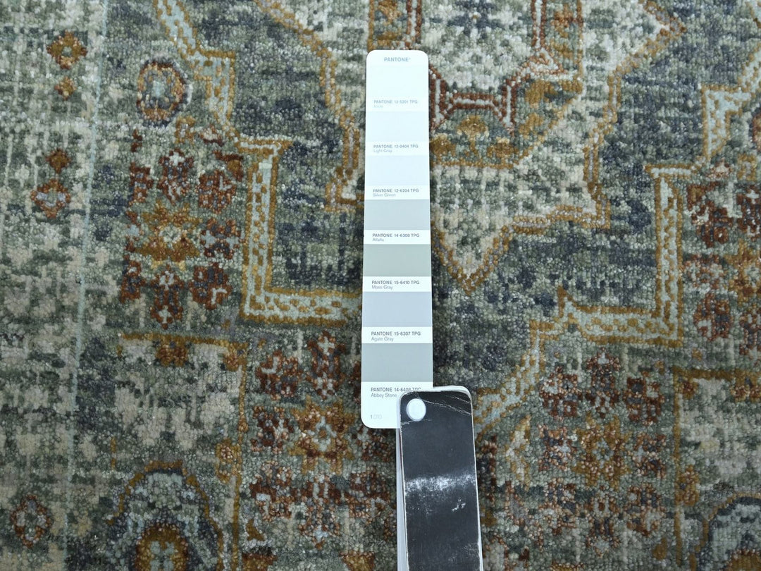 2'6" x 16'0" New Hand Knotted Green Wool Runner Oriental Rug - MOA10276911