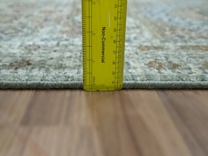 2'6" x 16'0" New Hand Knotted Green Wool Runner Oriental Rug - MOA10276911