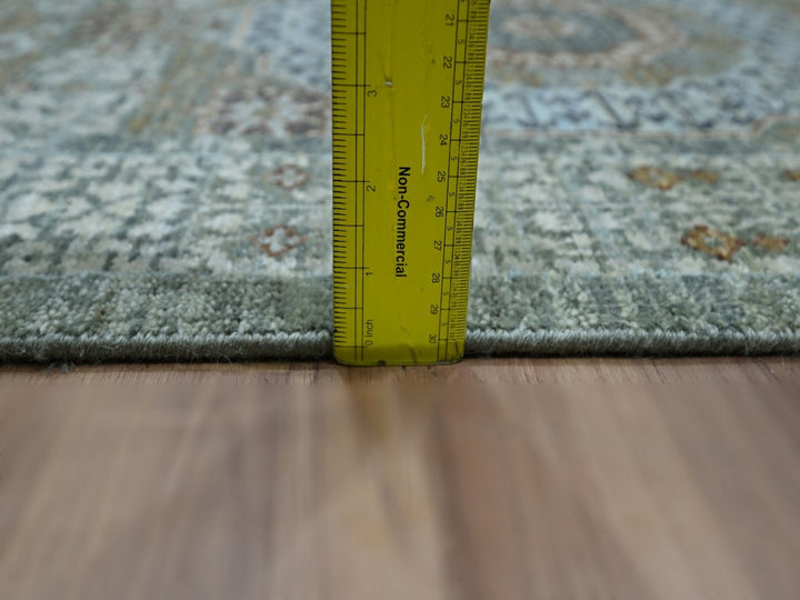 2'8" x 14'0" New Hand Knotted Green Wool Runner Oriental Rug - MOA10276912