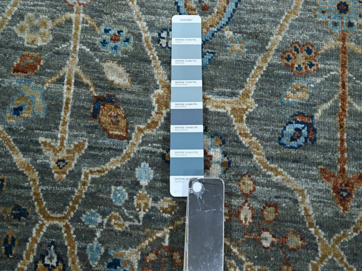 8'0" x 8'0" New Hand Knotted Green Wool Round Oriental Rug - MOA10276913