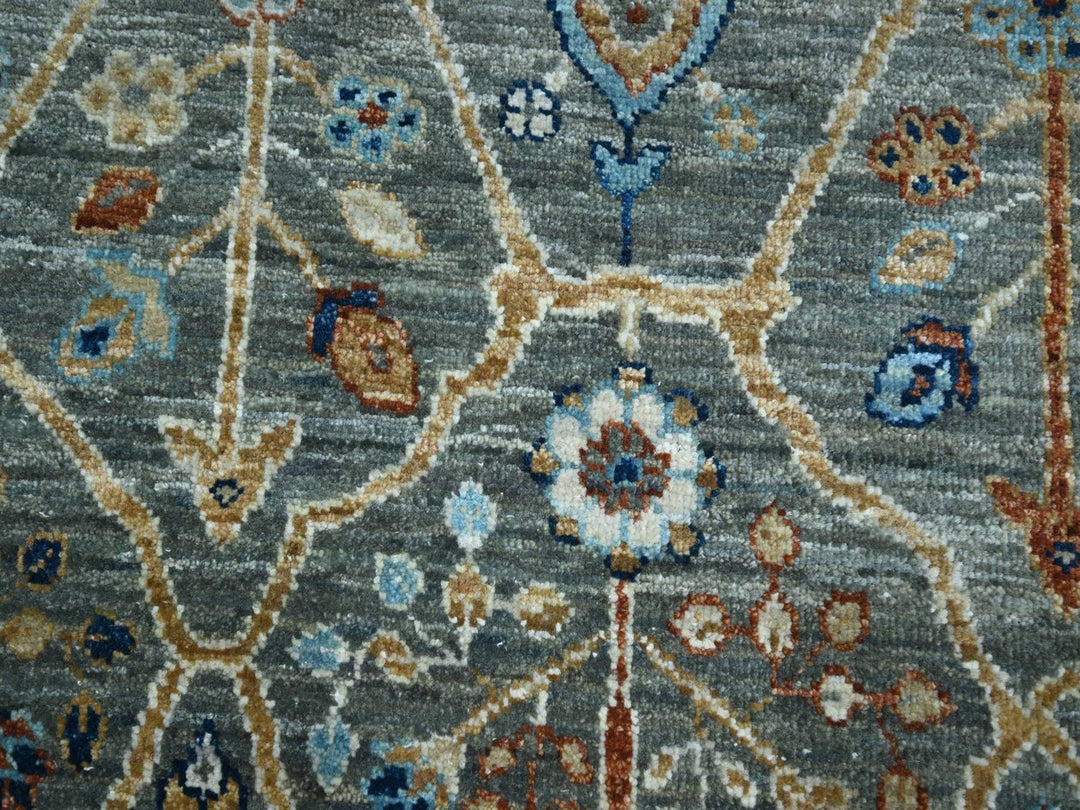 8'0" x 8'0" New Hand Knotted Green Wool Round Oriental Rug - MOA10276913