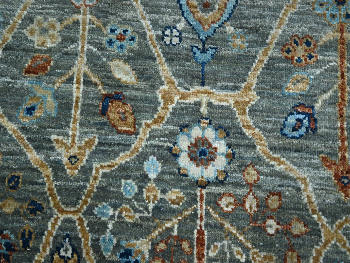 8'0" x 8'0" New Hand Knotted Green Wool Round Oriental Rug - MOA10276913