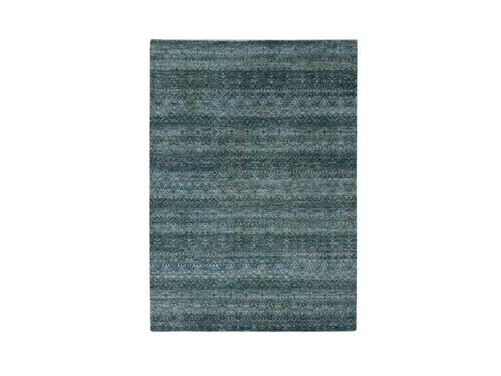 5'1" x 7'1" New Hand Knotted Blue Wool Rectangle Oriental Rug - MOA10276914