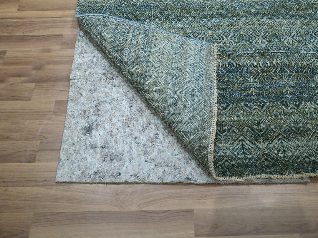 5'1" x 7'1" New Hand Knotted Blue Wool Rectangle Oriental Rug - MOA10276914