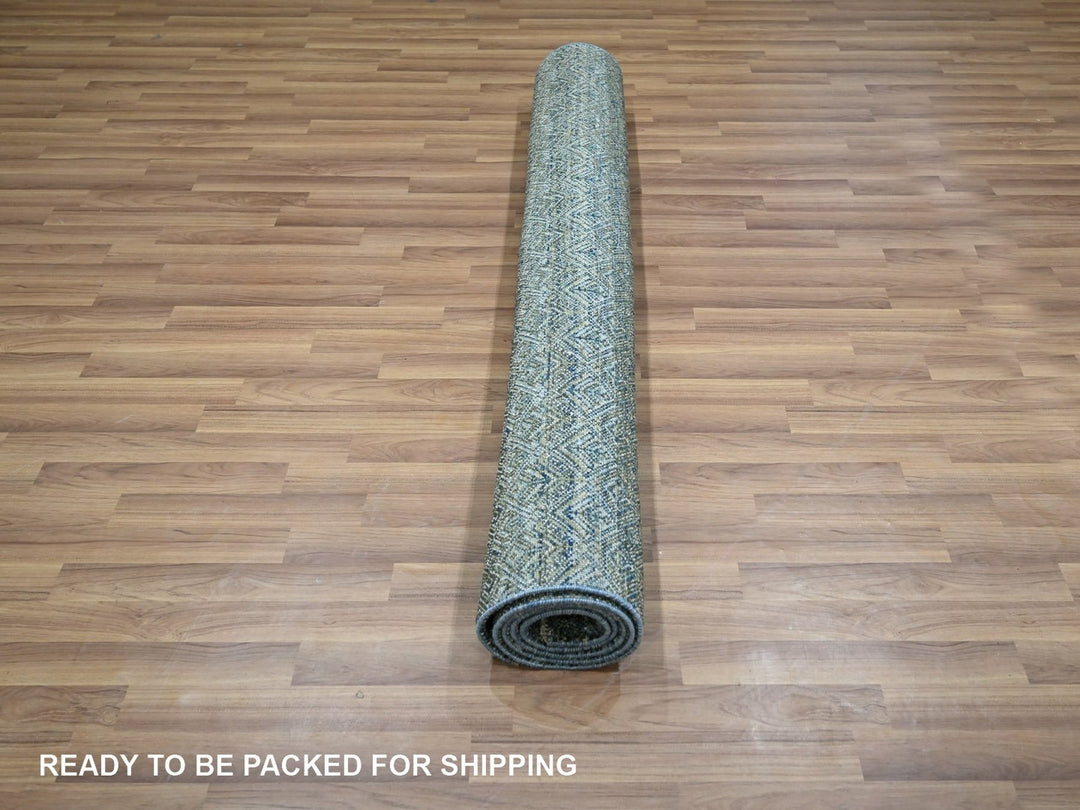 5'1" x 7'1" New Hand Knotted Blue Wool Rectangle Oriental Rug - MOA10276914