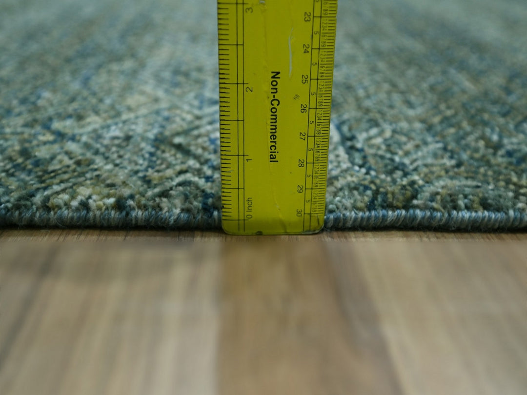 5'1" x 7'1" New Hand Knotted Blue Wool Rectangle Oriental Rug - MOA10276914